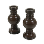 Japanese Buddhist Altar Fitting Metal Flower Vase Vtg Hanatate Brown 2pc BA674