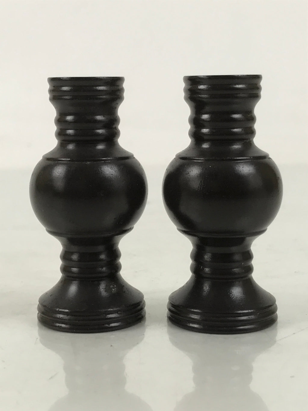 Japanese Buddhist Altar Fitting Metal Flower Vase Vtg Hanatate Brown 2pcs BA648