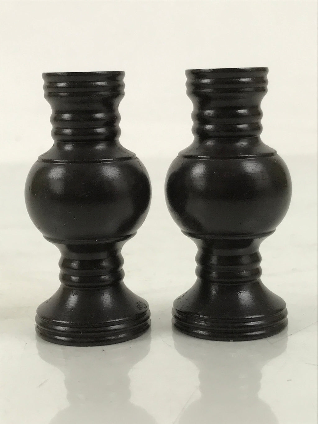 Japanese Buddhist Altar Fitting Metal Flower Vase Vtg Hanatate Brown 2pcs BA648