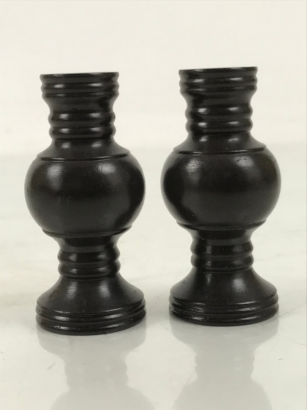 Japanese Buddhist Altar Fitting Metal Flower Vase Vtg Hanatate Brown 2pcs BA648