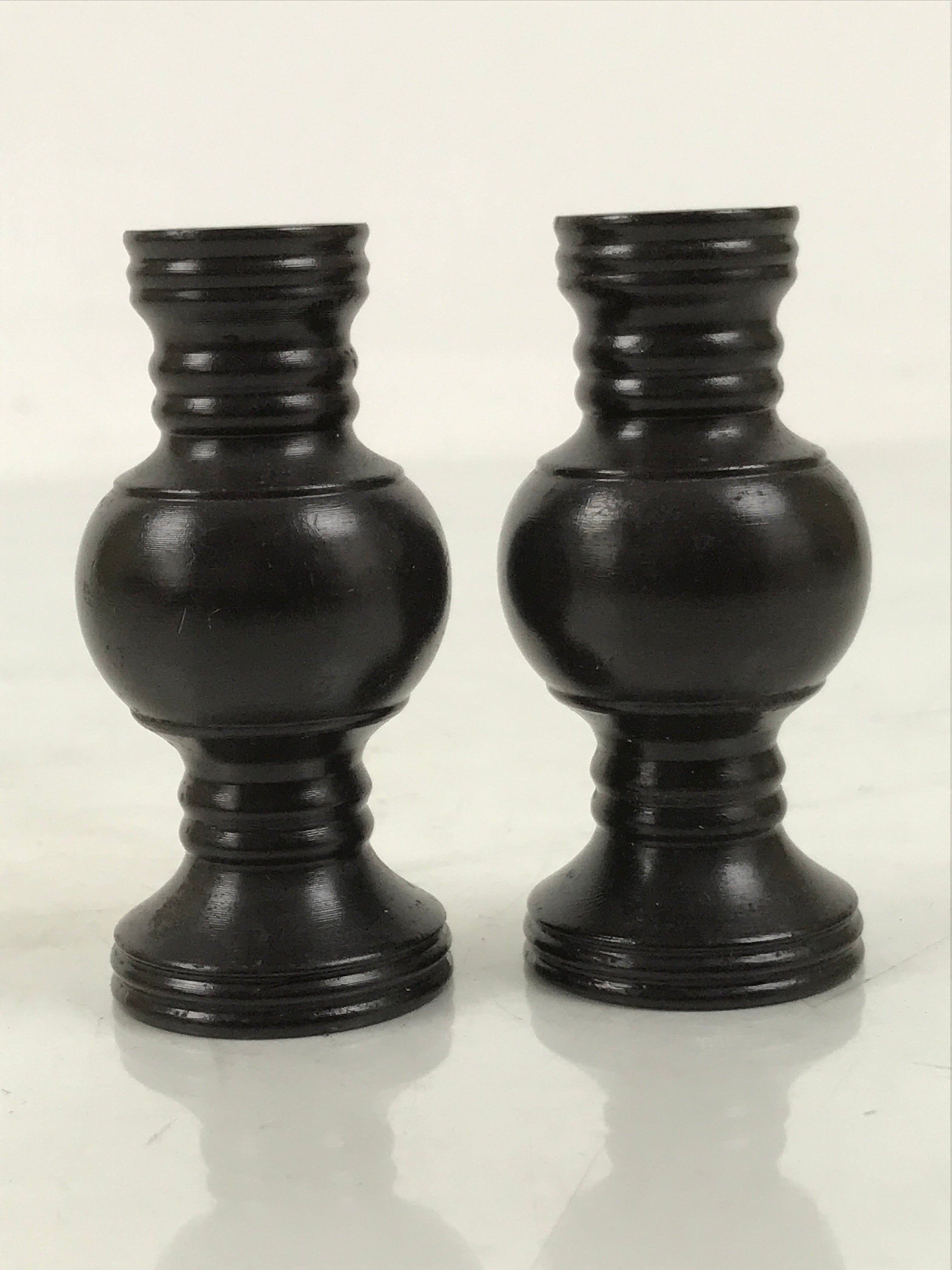 Japanese Buddhist Altar Fitting Metal Flower Vase Vtg Hanatate Brown 2pcs BA648