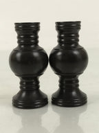 Japanese Buddhist Altar Fitting Metal Flower Vase Vtg Hanatate Brown 2pcs BA648