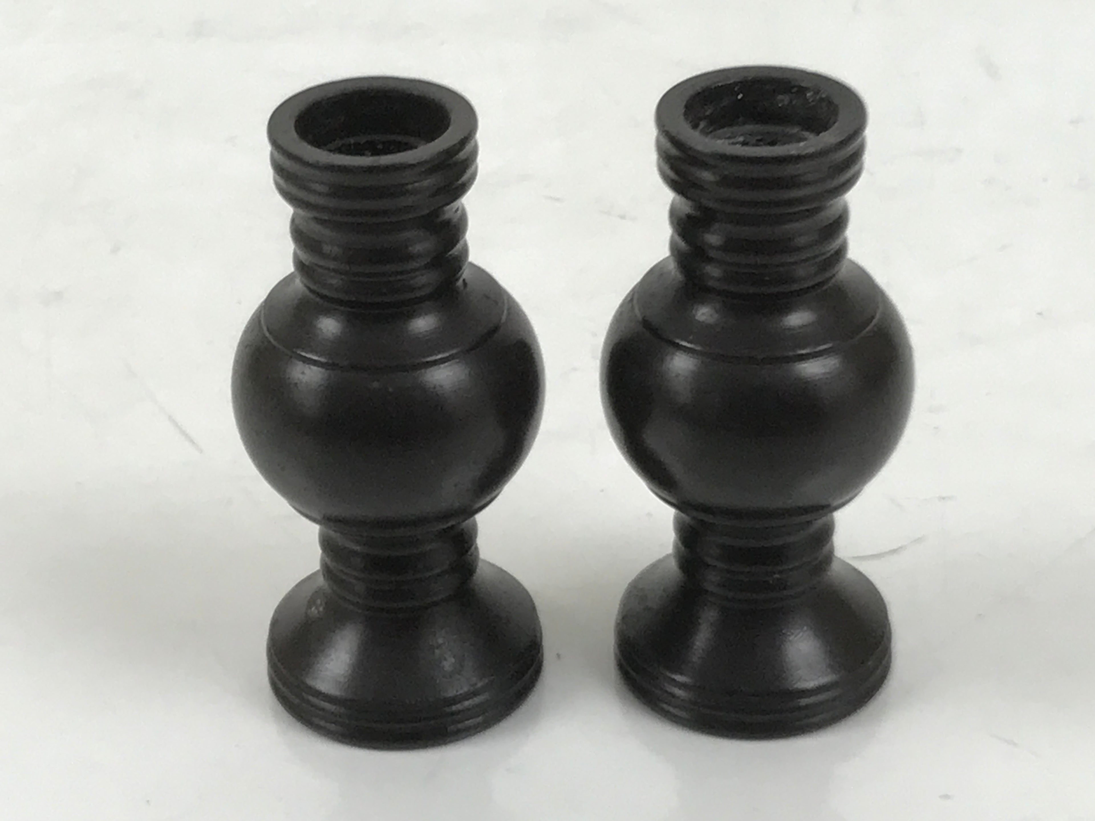 Japanese Buddhist Altar Fitting Metal Flower Vase Vtg Hanatate Brown 2pcs BA648