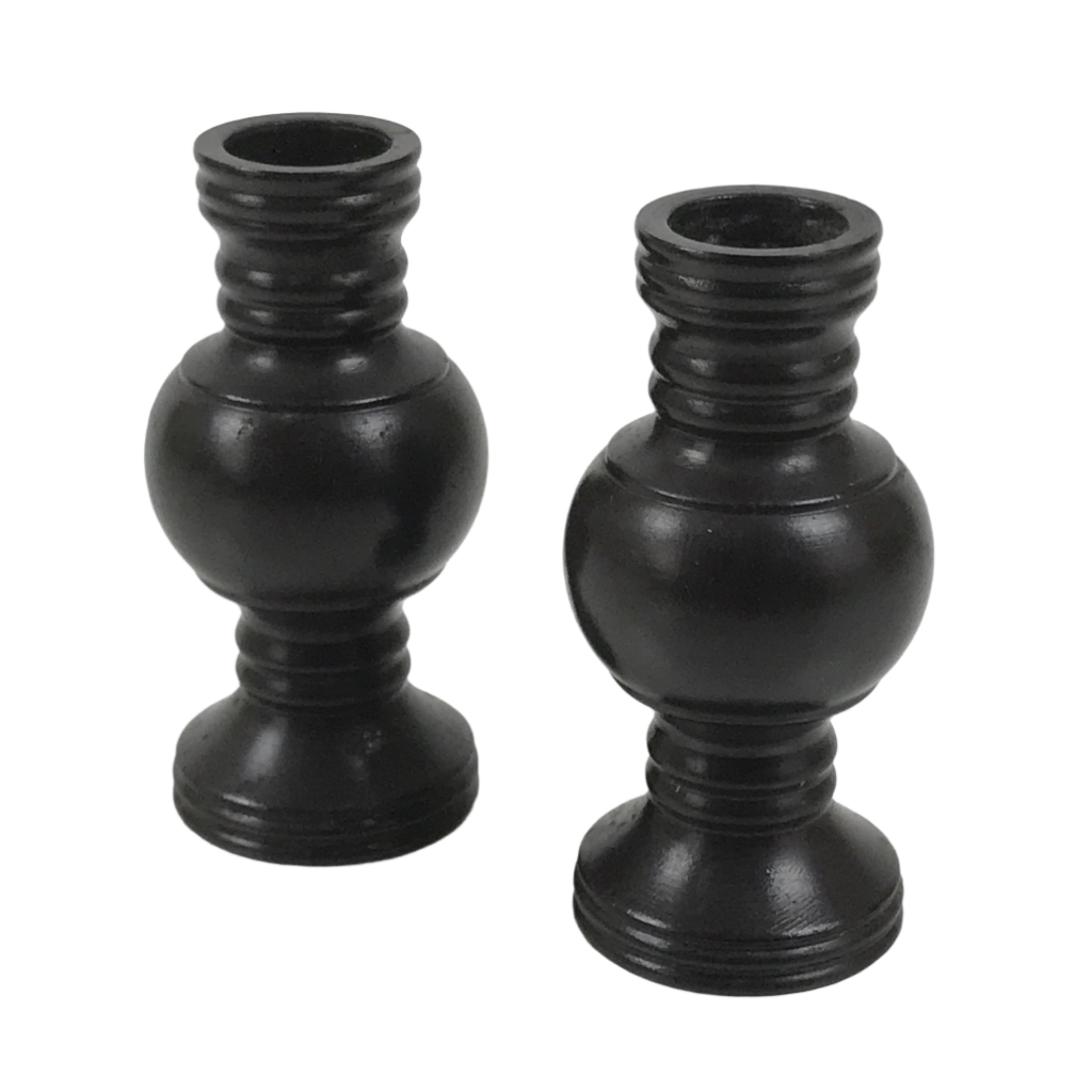Japanese Buddhist Altar Fitting Metal Flower Vase Vtg Hanatate Brown 2pcs BA648