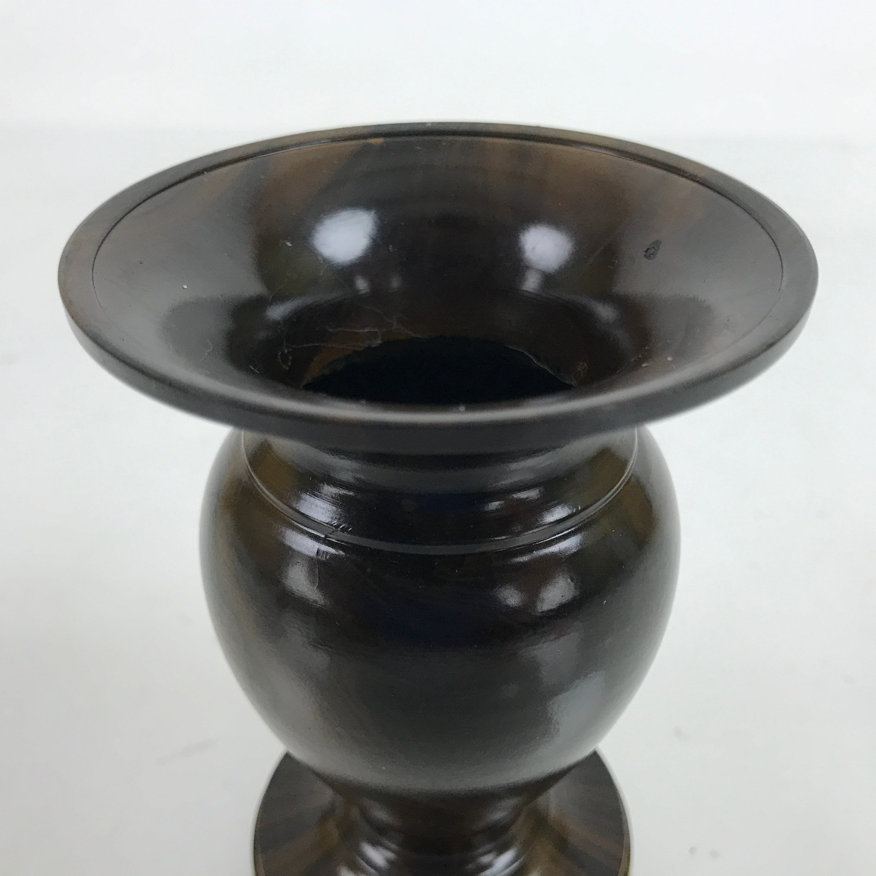 Japanese Buddhist Altar Fitting Metal Flower Vase Vtg Hanatate Brown BA397