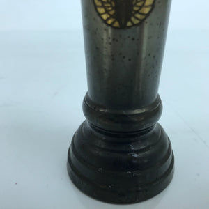 Japanese Buddhist Altar Fitting Metal Flower Vase Vtg Hanatate Brown Mon BA398