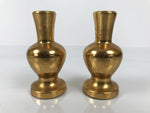 Japanese Buddhist Altar Fitting Metal Flower Vase Vtg Hanatate Gold 2pc BA757