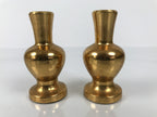 Japanese Buddhist Altar Fitting Metal Flower Vase Vtg Hanatate Gold 2pc BA757