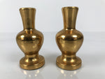 Japanese Buddhist Altar Fitting Metal Flower Vase Vtg Hanatate Gold 2pc BA757