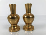 Japanese Buddhist Altar Fitting Metal Flower Vase Vtg Hanatate Gold 2pc BA757