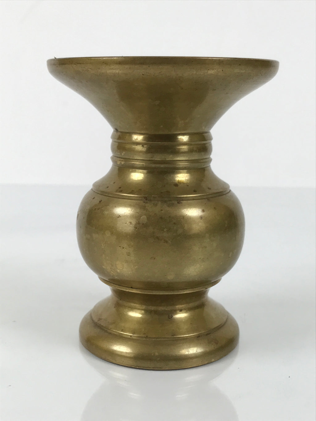 Japanese Buddhist Altar Fitting Metal Flower Vase Vtg Simple Gold Hanatate BA783