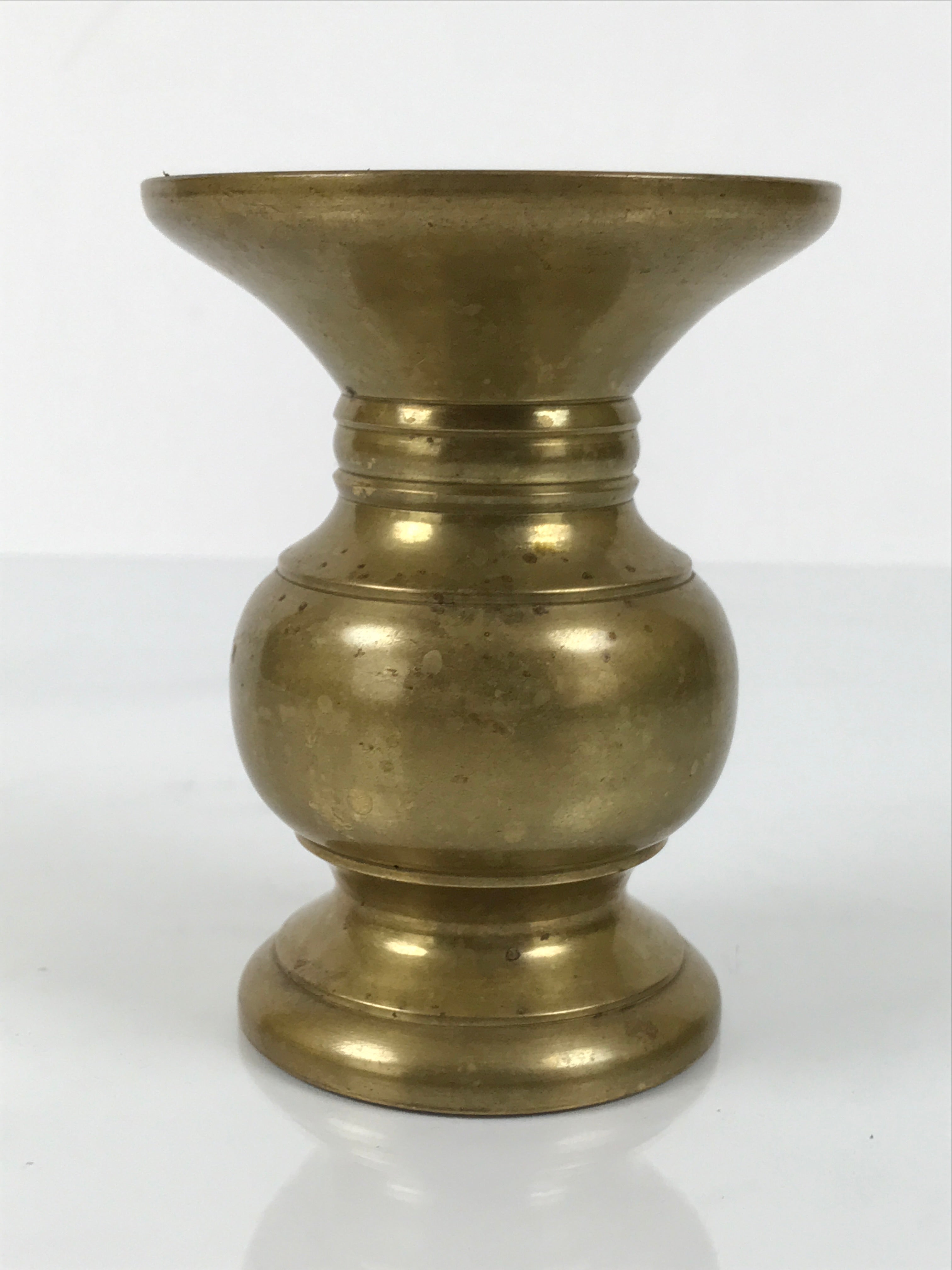 Japanese Buddhist Altar Fitting Metal Flower Vase Vtg Simple Gold Hanatate BA783