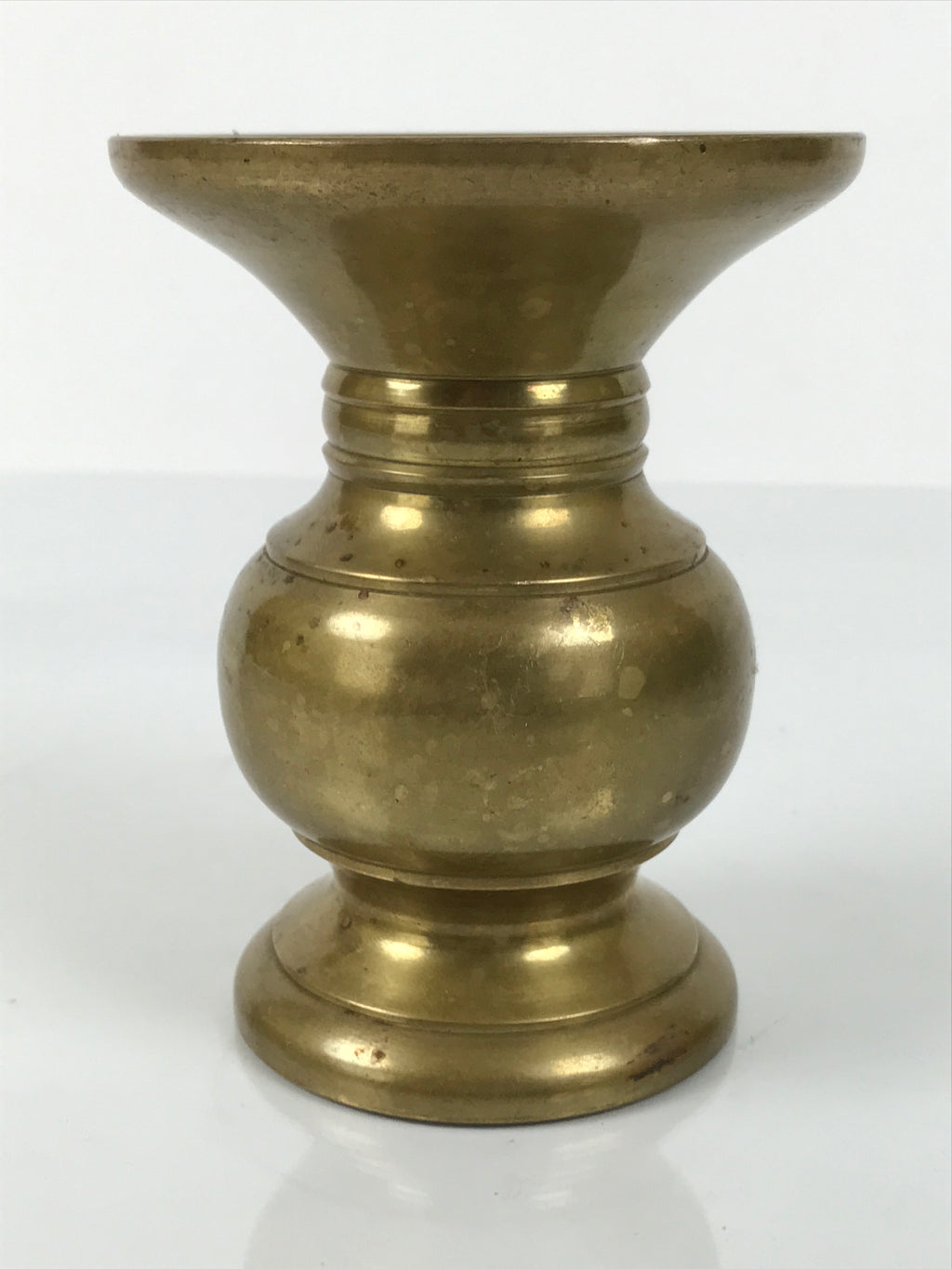 Japanese Buddhist Altar Fitting Metal Flower Vase Vtg Simple Gold Hanatate BA783