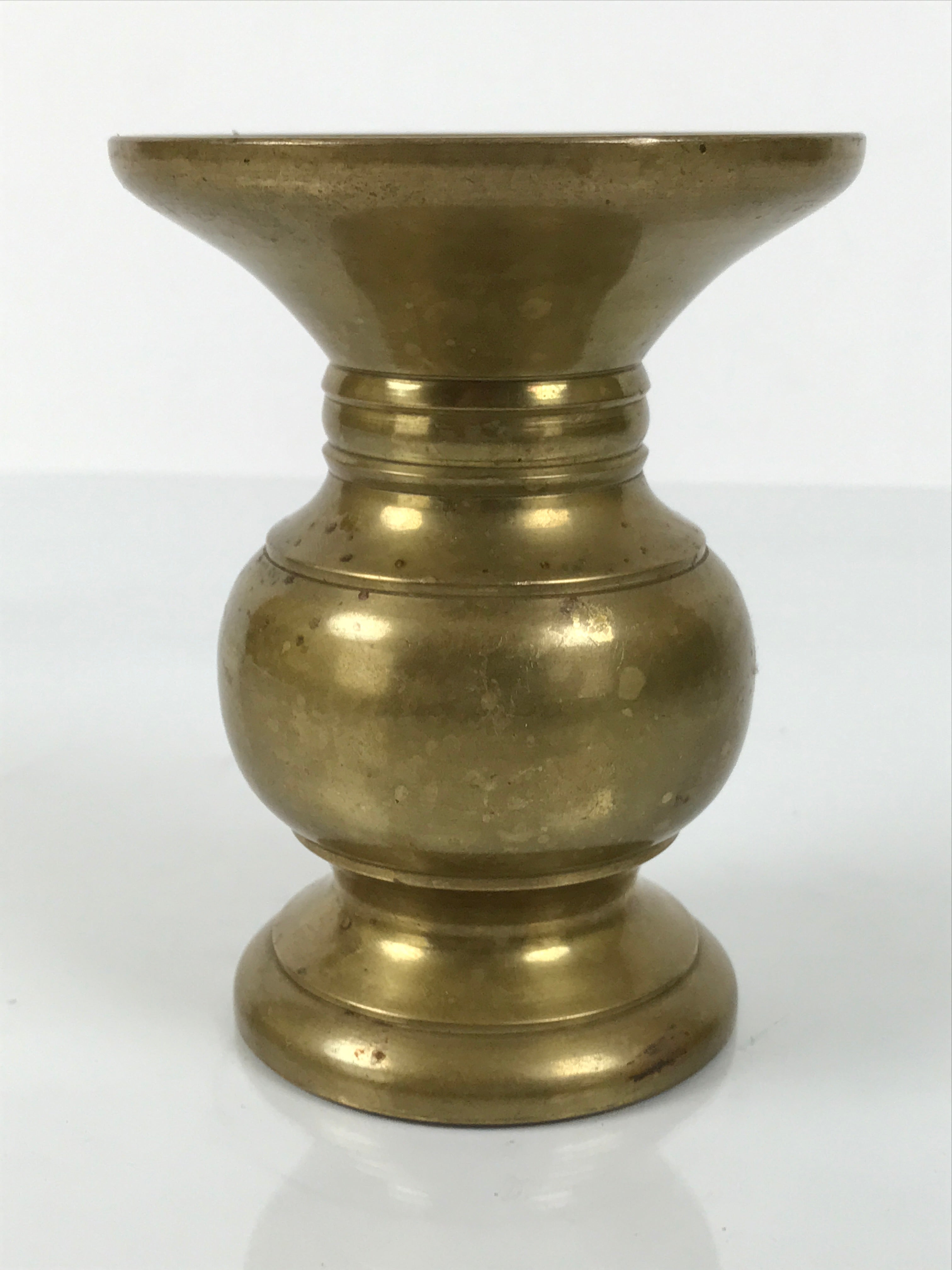 Japanese Buddhist Altar Fitting Metal Flower Vase Vtg Simple Gold Hanatate BA783