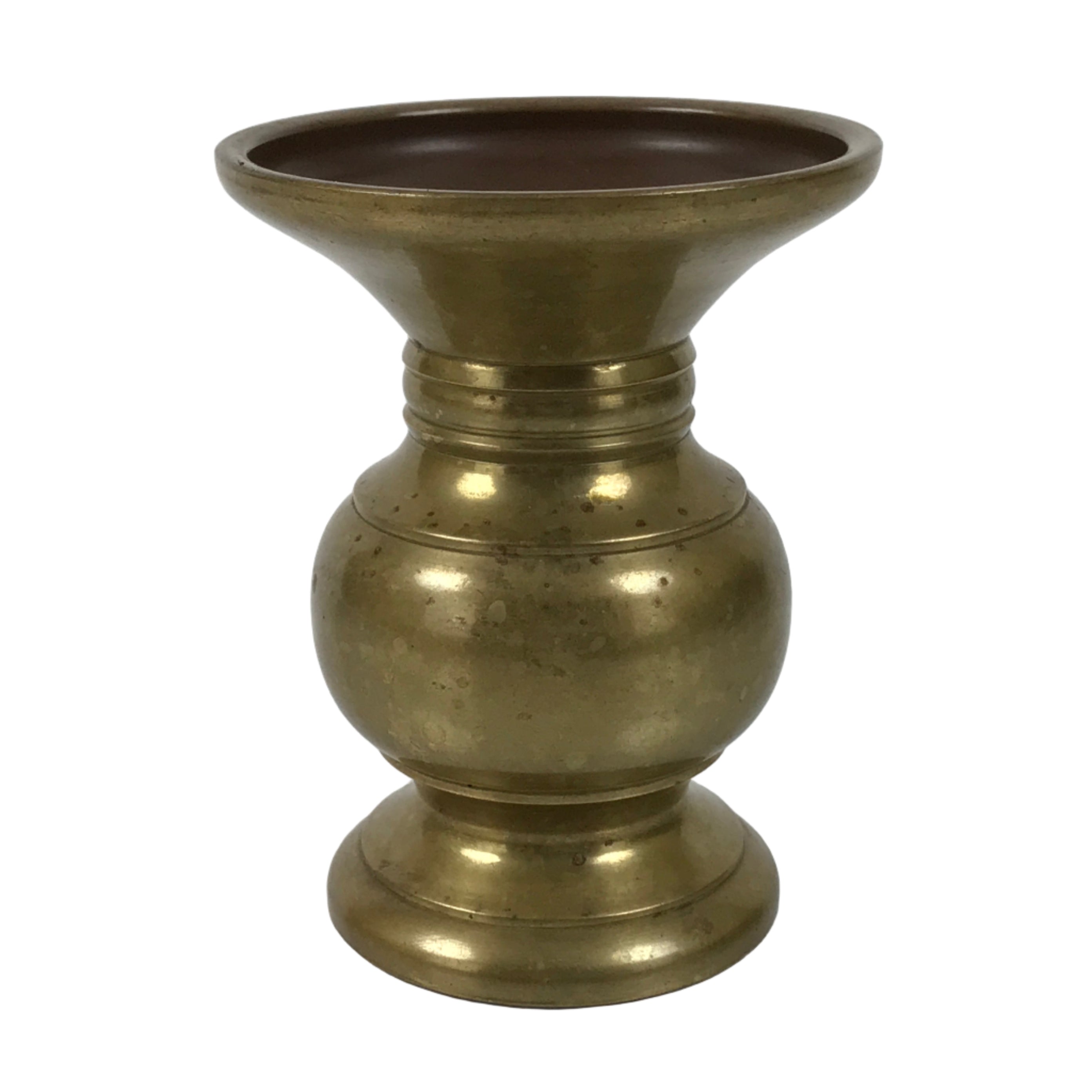 Japanese Buddhist Altar Fitting Metal Flower Vase Vtg Simple Gold Hanatate BA783