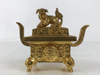 Japanese Buddhist Altar Fitting Metal Incense Burner Koro Vtg Gold Shishi BA654
