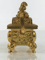 Japanese Buddhist Altar Fitting Metal Incense Burner Koro Vtg Gold Shishi BA654