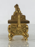 Japanese Buddhist Altar Fitting Metal Incense Burner Koro Vtg Gold Shishi BA654
