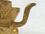 Japanese Buddhist Altar Fitting Metal Incense Burner Koro Vtg Gold Shishi BA654