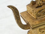Japanese Buddhist Altar Fitting Metal Incense Burner Koro Vtg Gold Shishi BA654