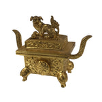 Japanese Buddhist Altar Fitting Metal Incense Burner Koro Vtg Gold Shishi BA654