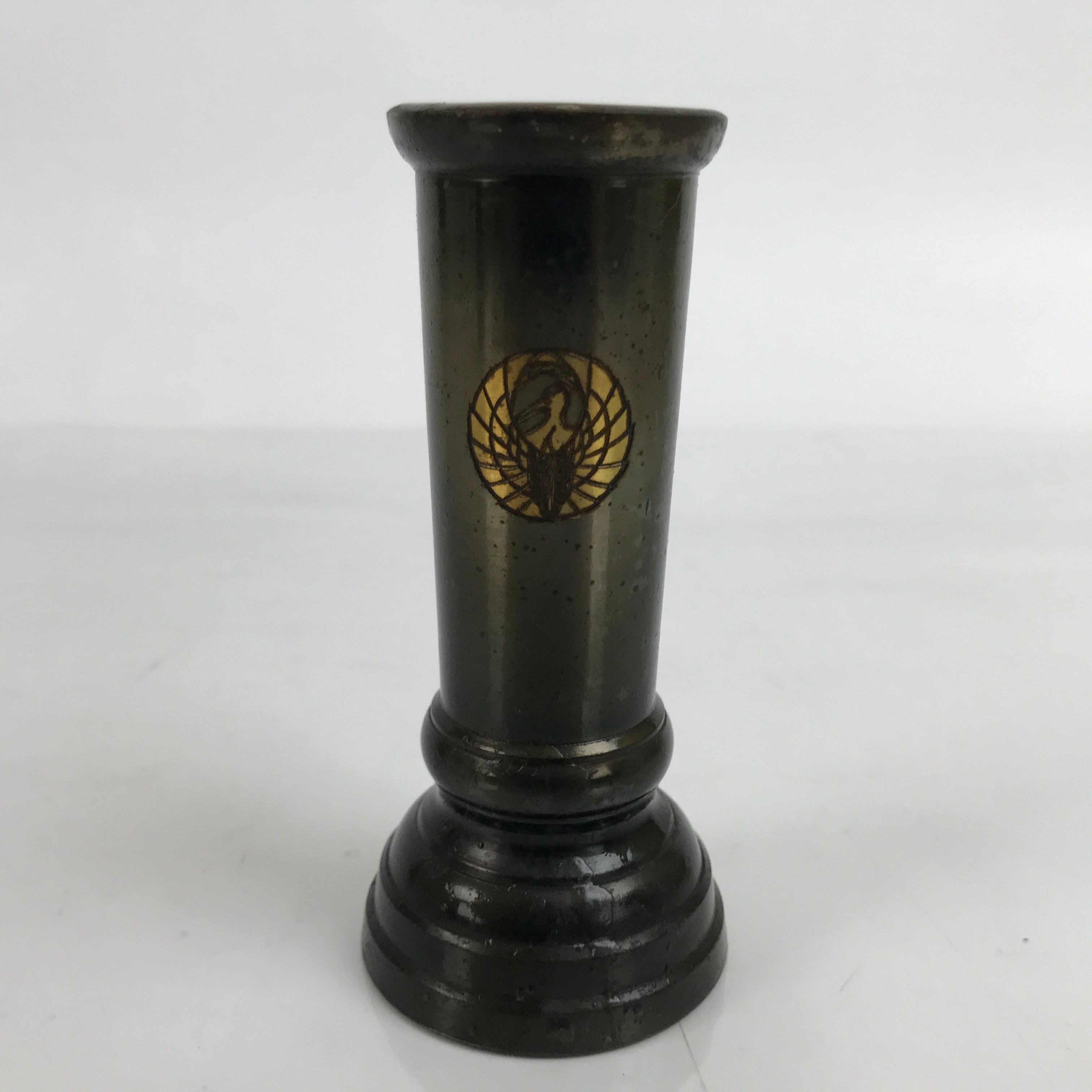 Japanese Buddhist Altar Fitting Metal Incense Holder Vtg Senkousashi Mon BA398