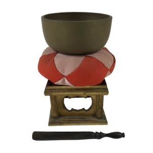 Japanese Buddhist Altar Fitting Metal Orin Bell Singing Bowl Wood Stand BA493