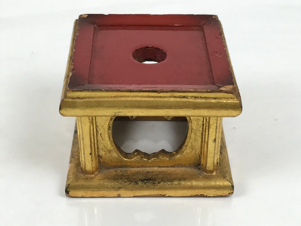 Japanese Buddhist Altar Fitting Metal Orin Bell Singing Bowl Wood Stand BA903