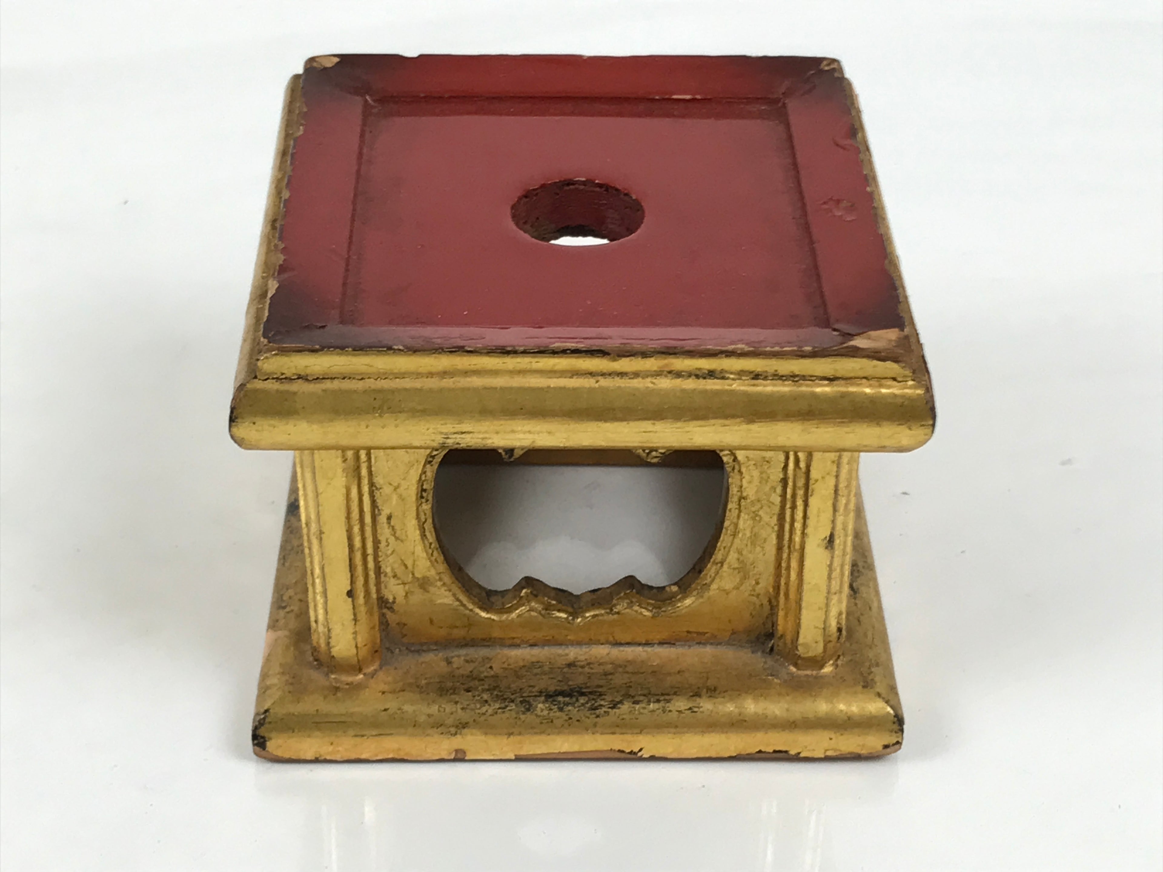 Japanese Buddhist Altar Fitting Metal Orin Bell Singing Bowl Wood Stand BA903
