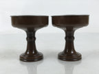 Japanese Buddhist Altar Fitting Metal Rice Offering Cup 2pc Butsugu Brown BA668