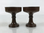 Japanese Buddhist Altar Fitting Metal Rice Offering Cup 2pc Butsugu Brown BA668