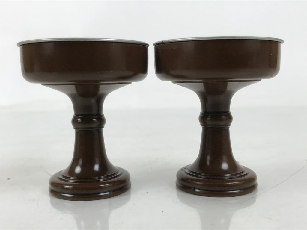 Japanese Buddhist Altar Fitting Metal Rice Offering Cup 2pc Butsugu Brown BA668