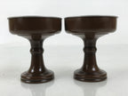 Japanese Buddhist Altar Fitting Metal Rice Offering Cup 2pc Butsugu Brown BA668