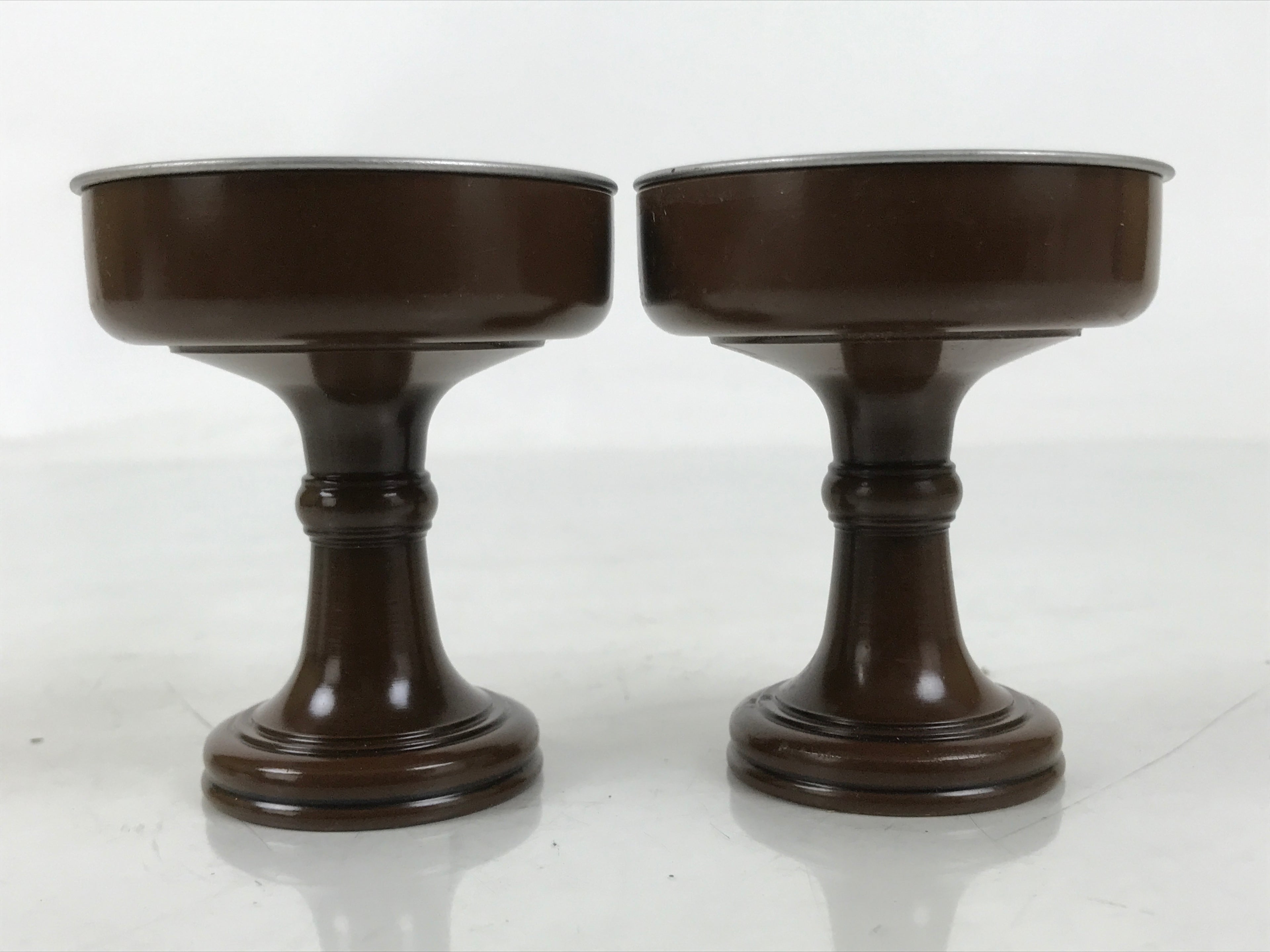 Japanese Buddhist Altar Fitting Metal Rice Offering Cup 2pc Butsugu Brown BA668