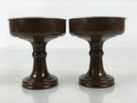 Japanese Buddhist Altar Fitting Metal Rice Offering Cup 2pc Butsugu Brown BA668