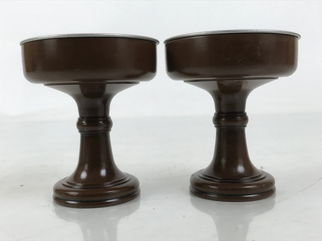 Japanese Buddhist Altar Fitting Metal Rice Offering Cup 2pc Butsugu Brown BA668