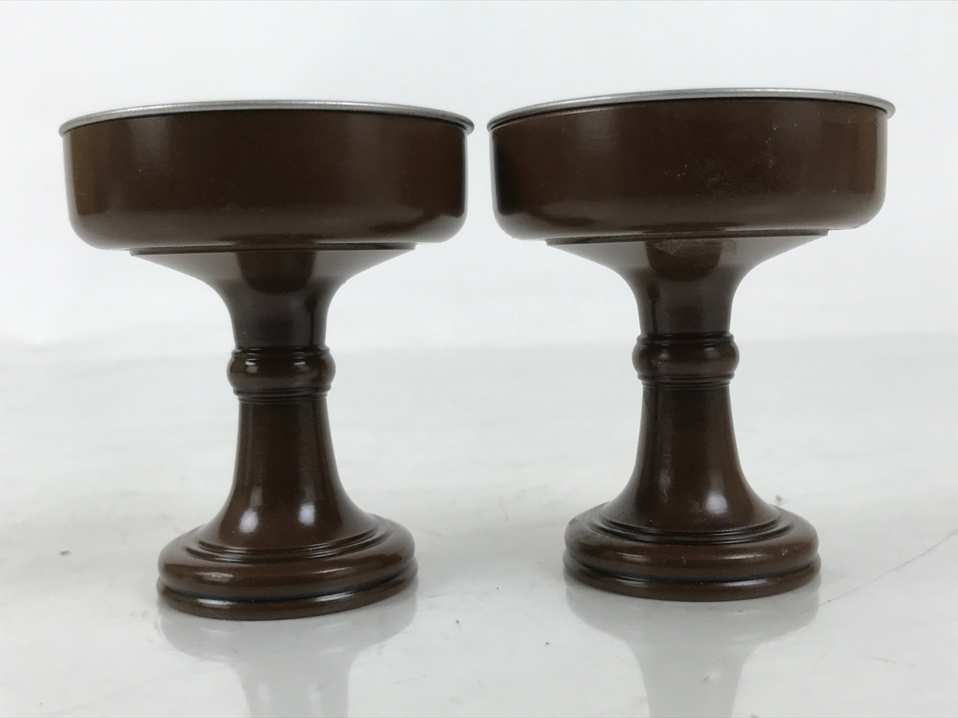 Japanese Buddhist Altar Fitting Metal Rice Offering Cup 2pc Butsugu Brown BA668