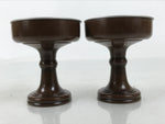 Japanese Buddhist Altar Fitting Metal Rice Offering Cup 2pc Butsugu Brown BA668