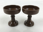 Japanese Buddhist Altar Fitting Metal Rice Offering Cup 2pc Butsugu Brown BA668