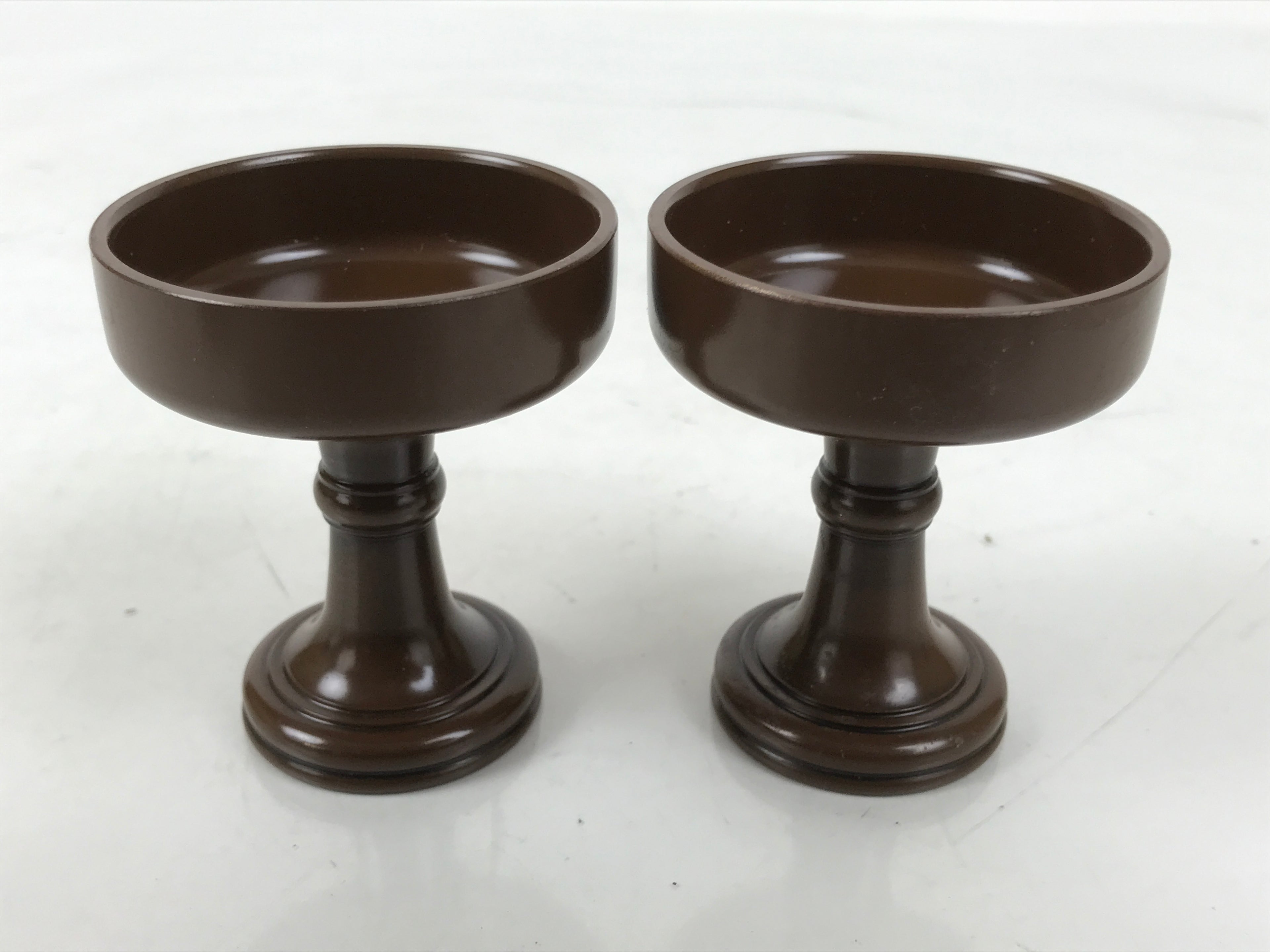 Japanese Buddhist Altar Fitting Metal Rice Offering Cup 2pc Butsugu Brown BA668