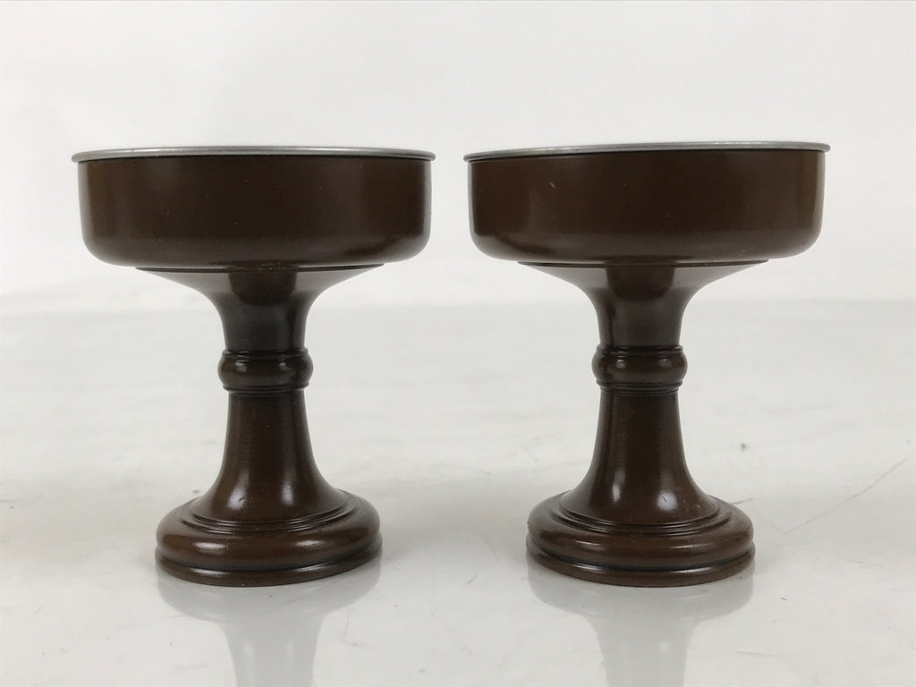Japanese Buddhist Altar Fitting Metal Rice Offering Cup 2pc Butsugu Brown BA669