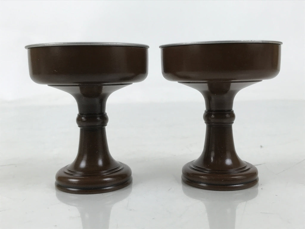 Japanese Buddhist Altar Fitting Metal Rice Offering Cup 2pc Butsugu Brown BA669