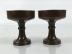 Japanese Buddhist Altar Fitting Metal Rice Offering Cup 2pc Butsugu Brown BA669