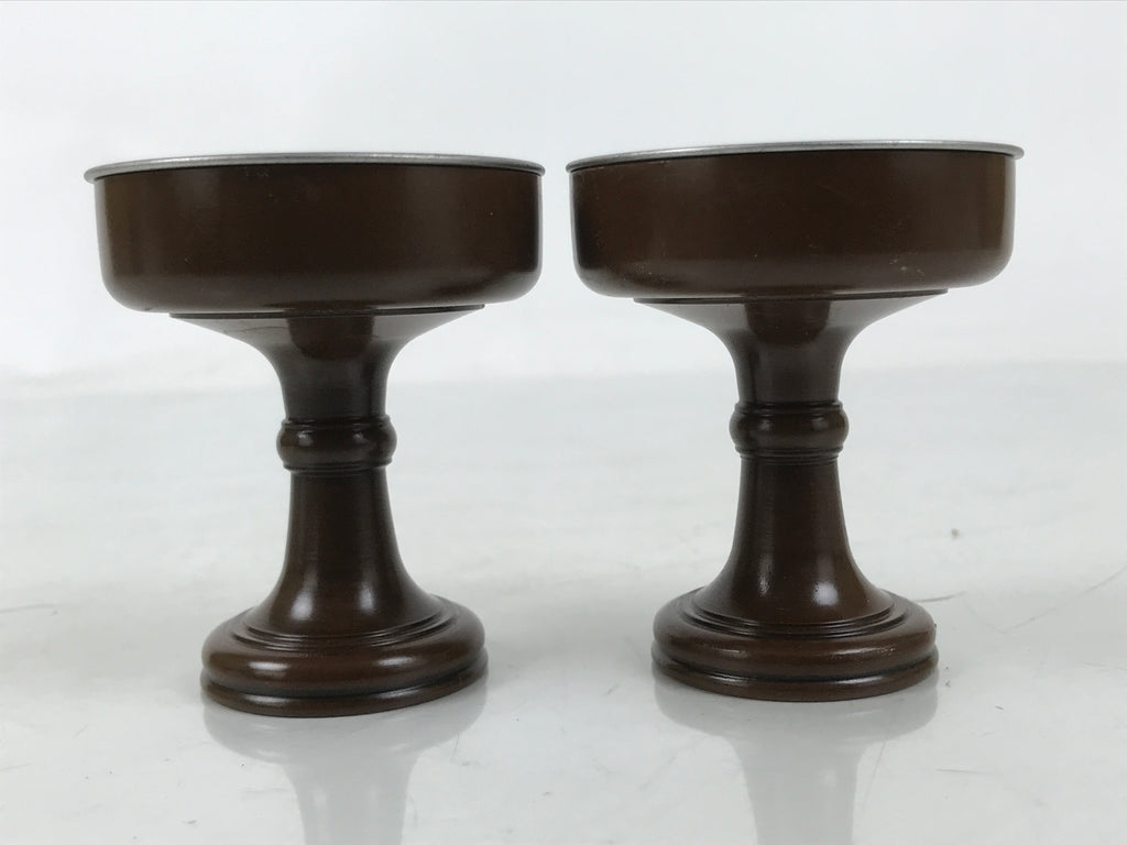 Japanese Buddhist Altar Fitting Metal Rice Offering Cup 2pc Butsugu Brown BA669
