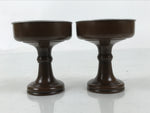 Japanese Buddhist Altar Fitting Metal Rice Offering Cup 2pc Butsugu Brown BA669