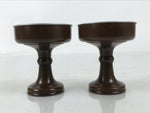 Japanese Buddhist Altar Fitting Metal Rice Offering Cup 2pc Butsugu Brown BA669