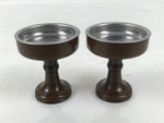 Japanese Buddhist Altar Fitting Metal Rice Offering Cup 2pc Butsugu Brown BA669