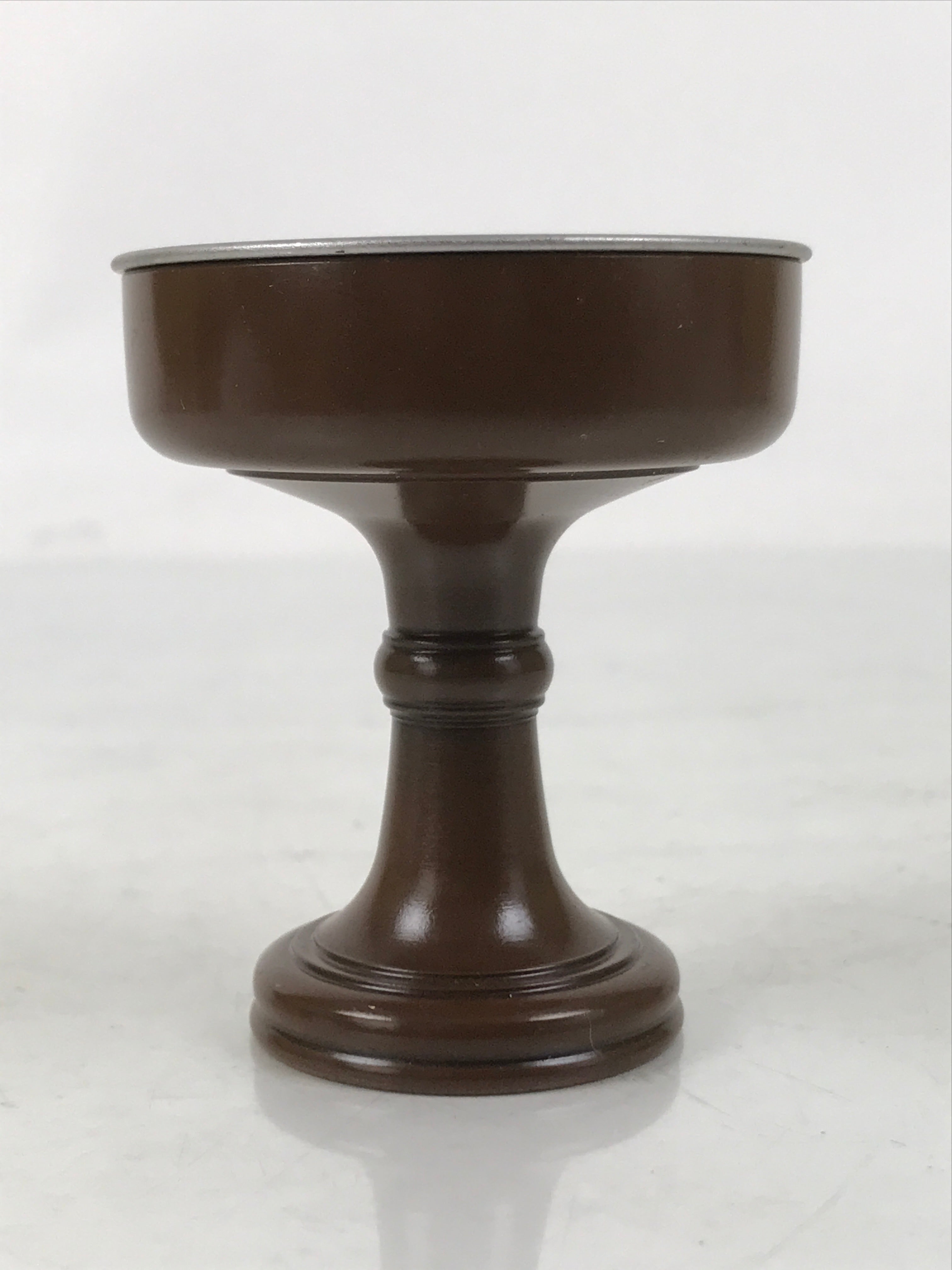 Japanese Buddhist Altar Fitting Metal Rice Offering Cup Vtg Butsugu Brown BA670