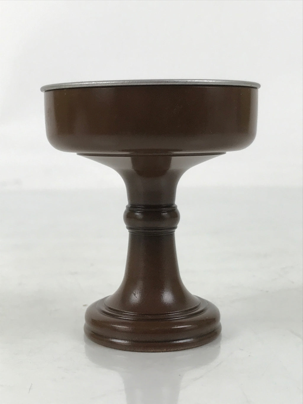 Japanese Buddhist Altar Fitting Metal Rice Offering Cup Vtg Butsugu Brown BA670