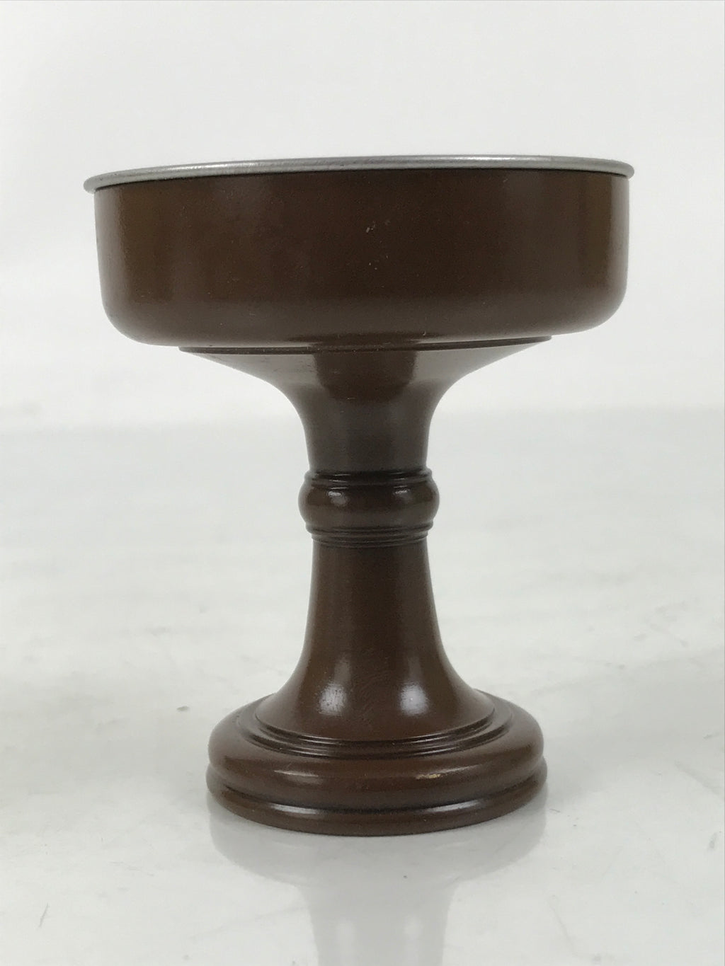 Japanese Buddhist Altar Fitting Metal Rice Offering Cup Vtg Butsugu Brown BA670